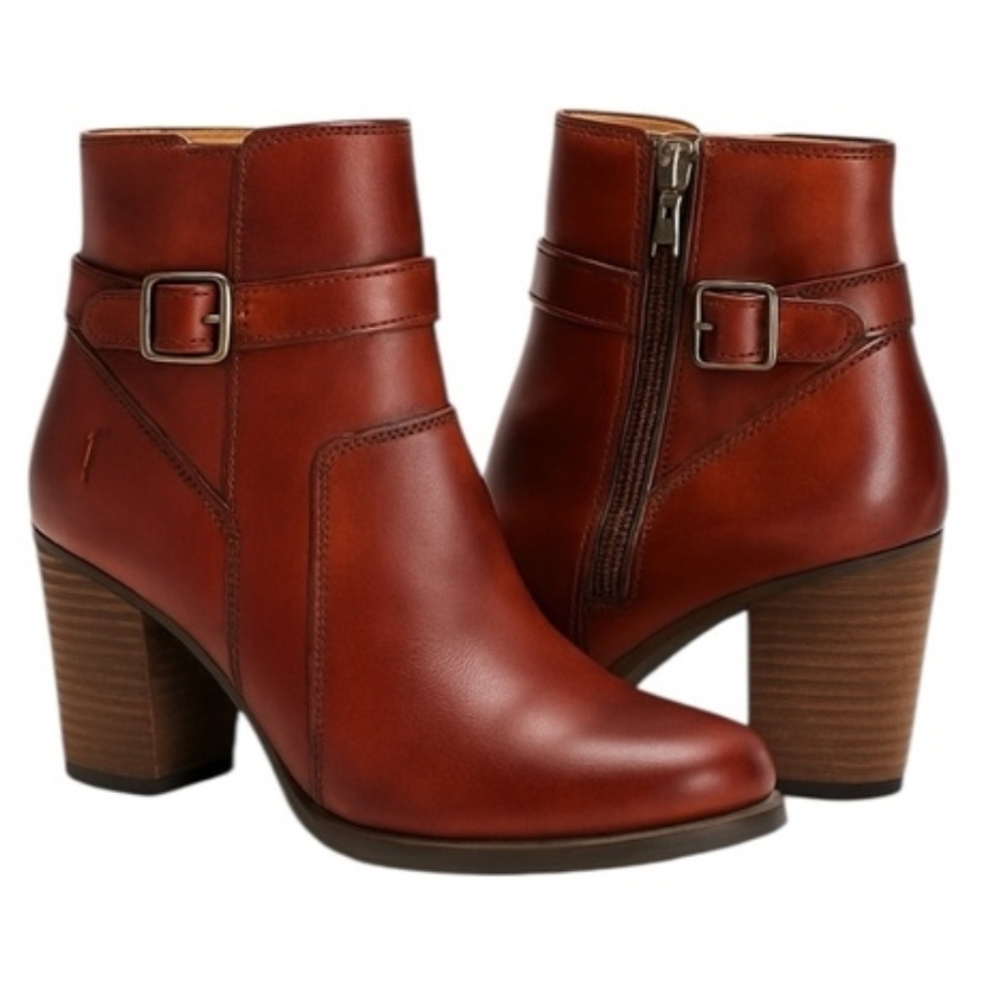 Frye Cognac Leather Ankle Booties